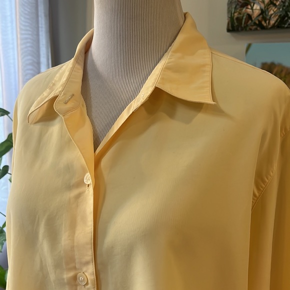 LIZ CLAIBORNE LIZSPORT LONG SLEEVE BUTTON DOWN SHIRT BUTTER YELLOW SIZE LARGE - Picture 3 of 12